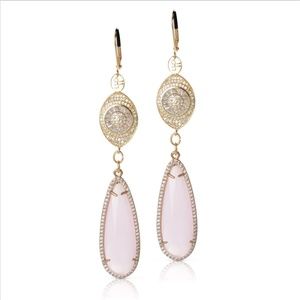 Soft Pink Crystal Drop Earrings. Stunning